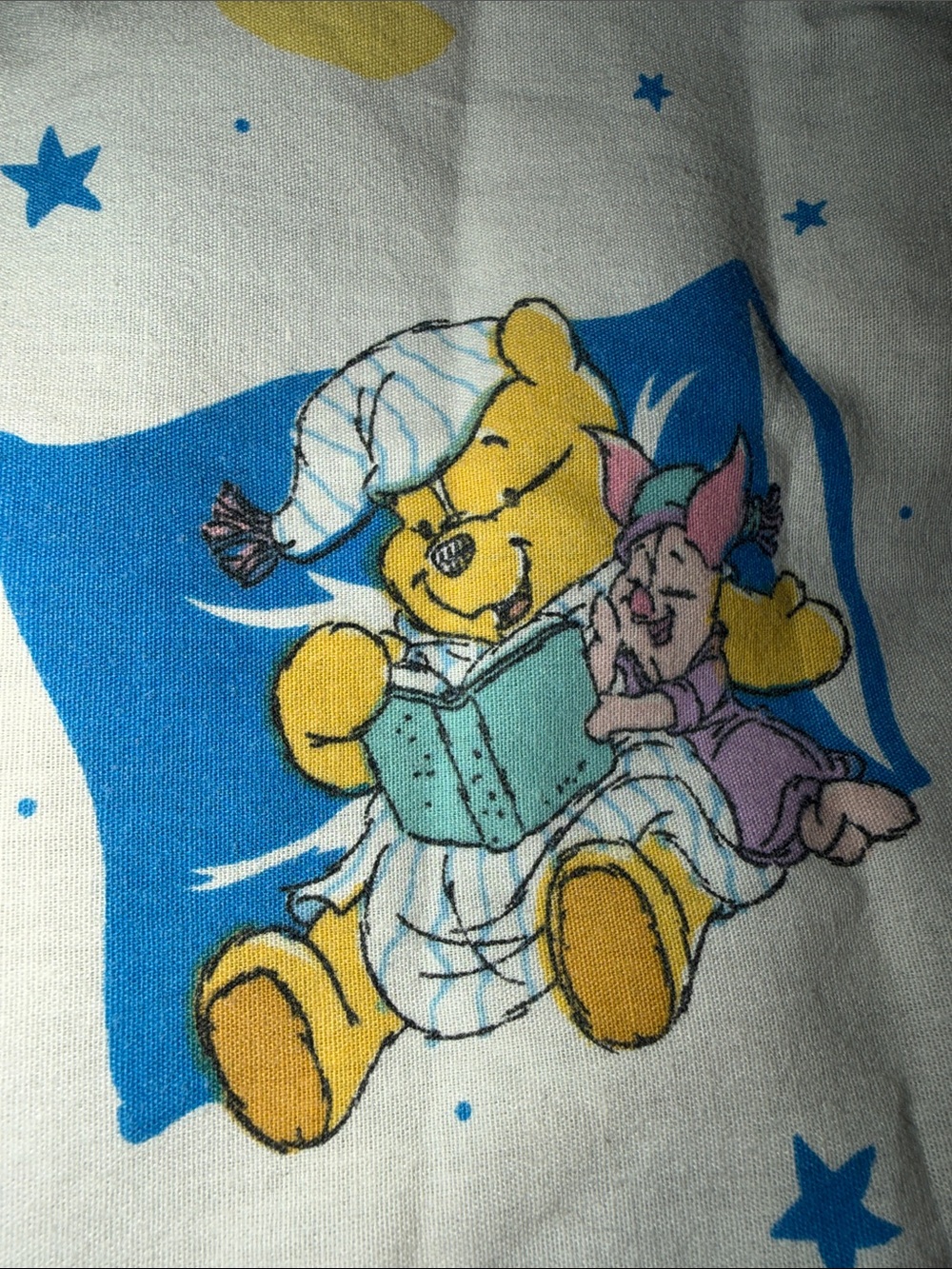 Vintage 90s Disney Winnie the Pooh Celestial Fabric Craft Cutter Piece 38”x44”